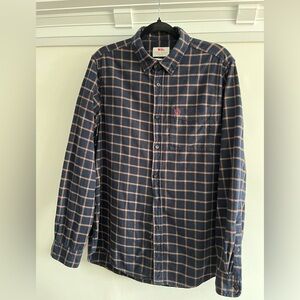 Fjallraven Navy and Tan Plaid Button-Down Shirt